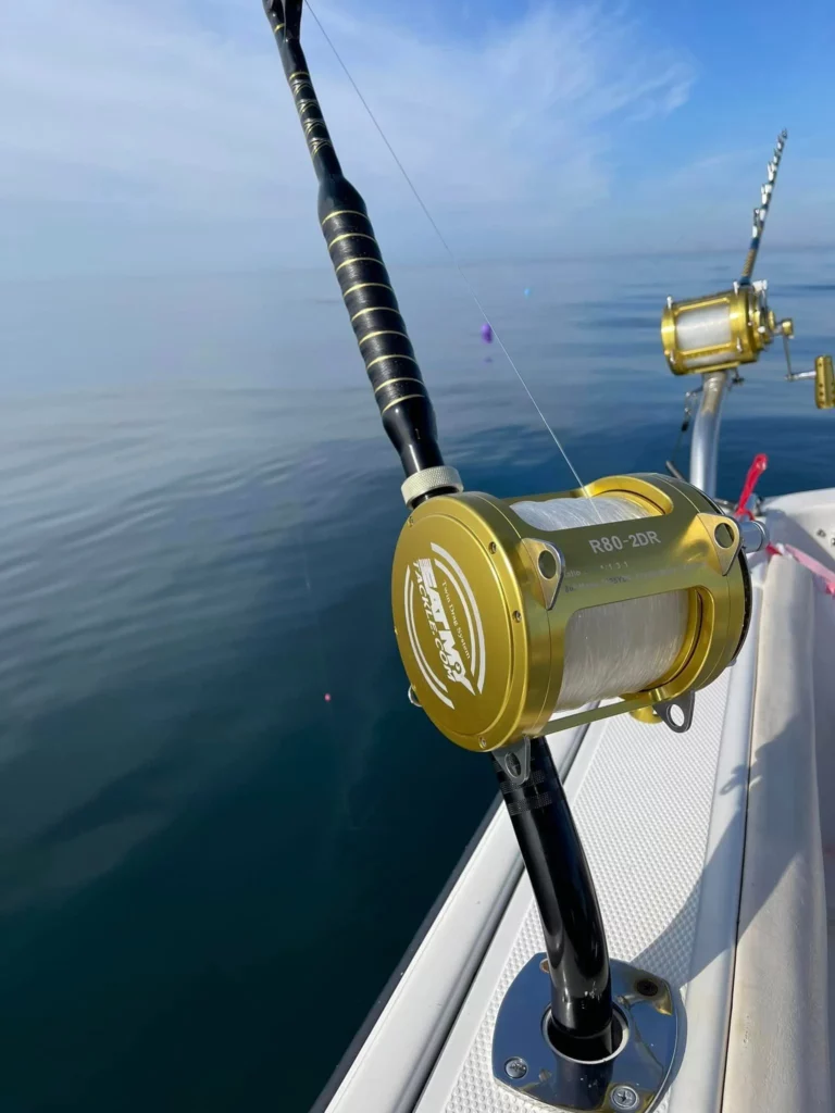 50 Class Reel in Boats Rod Holder at Sea
